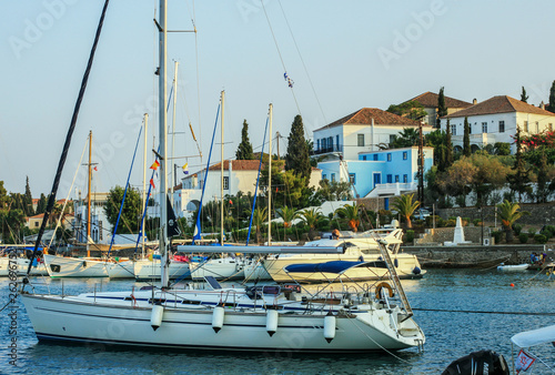 Yacht in the port of Skopelos island, Sporades, Greece © андрей горбунов
