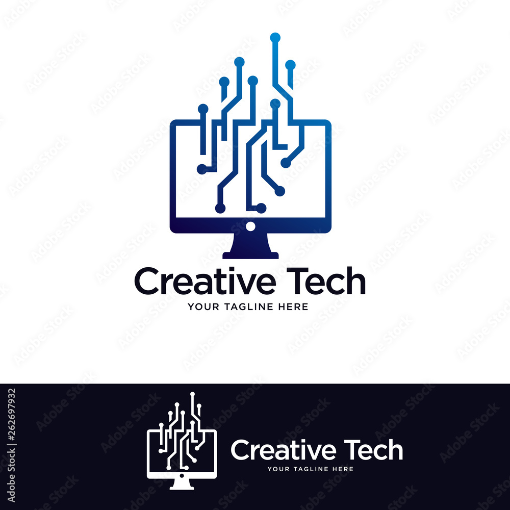screen computer logo designs template. tech logo designs vector