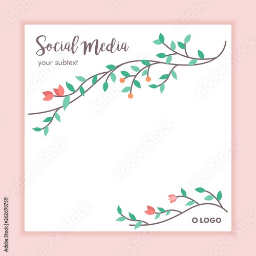 floral frame social media post background