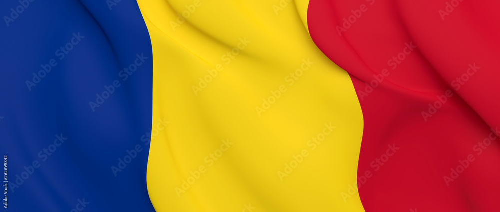 National Fabric Wave Close Up Flag of Romania Waving in the Wind. 3d rendering illustration. National Fabric Wave Close Up Flag of Romania Waving in the Wind. 3d rendering illustration.