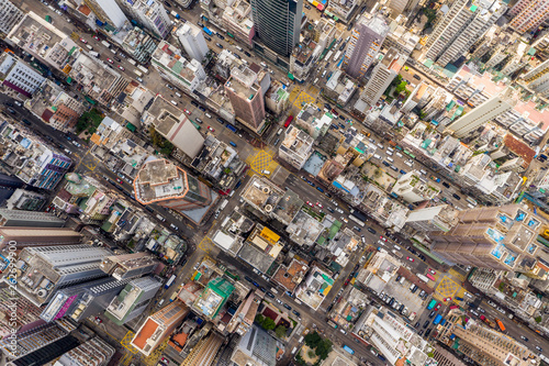 Top view of Hong Kong downtown city