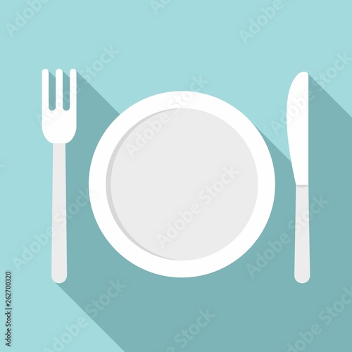 Plastic fork plate knife icon. Flat illustration of plastic fork plate knife vector icon for web design