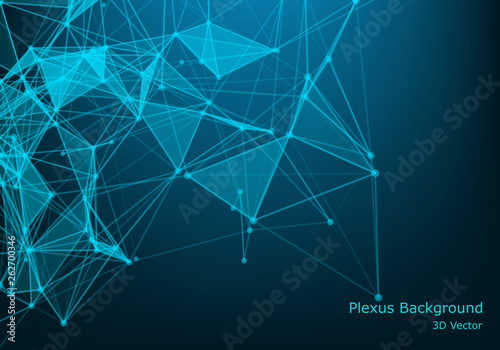 Abstract polygonal background with connected lines and dots. Minimalistic geometric pattern. Molecule structure and communication. Graphic plexus background. Science, medicine, technology concept