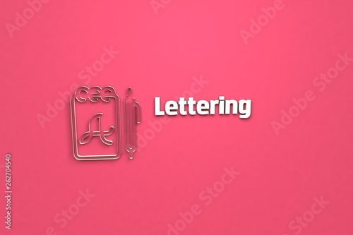 Illustration of Lettering with yellow text on red background