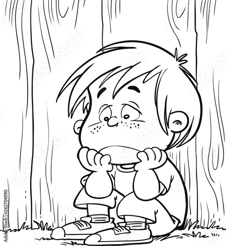 Illustration of a sad child, helpless, bullying