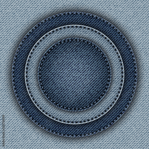 Blue denim circles with stitchers