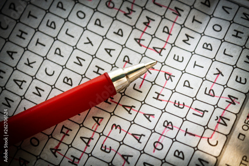 pen lying on a crossword