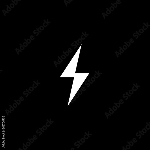 Vector lightning silhouette icon. bolt symbol electric sign emblem on black background. vector illustration.