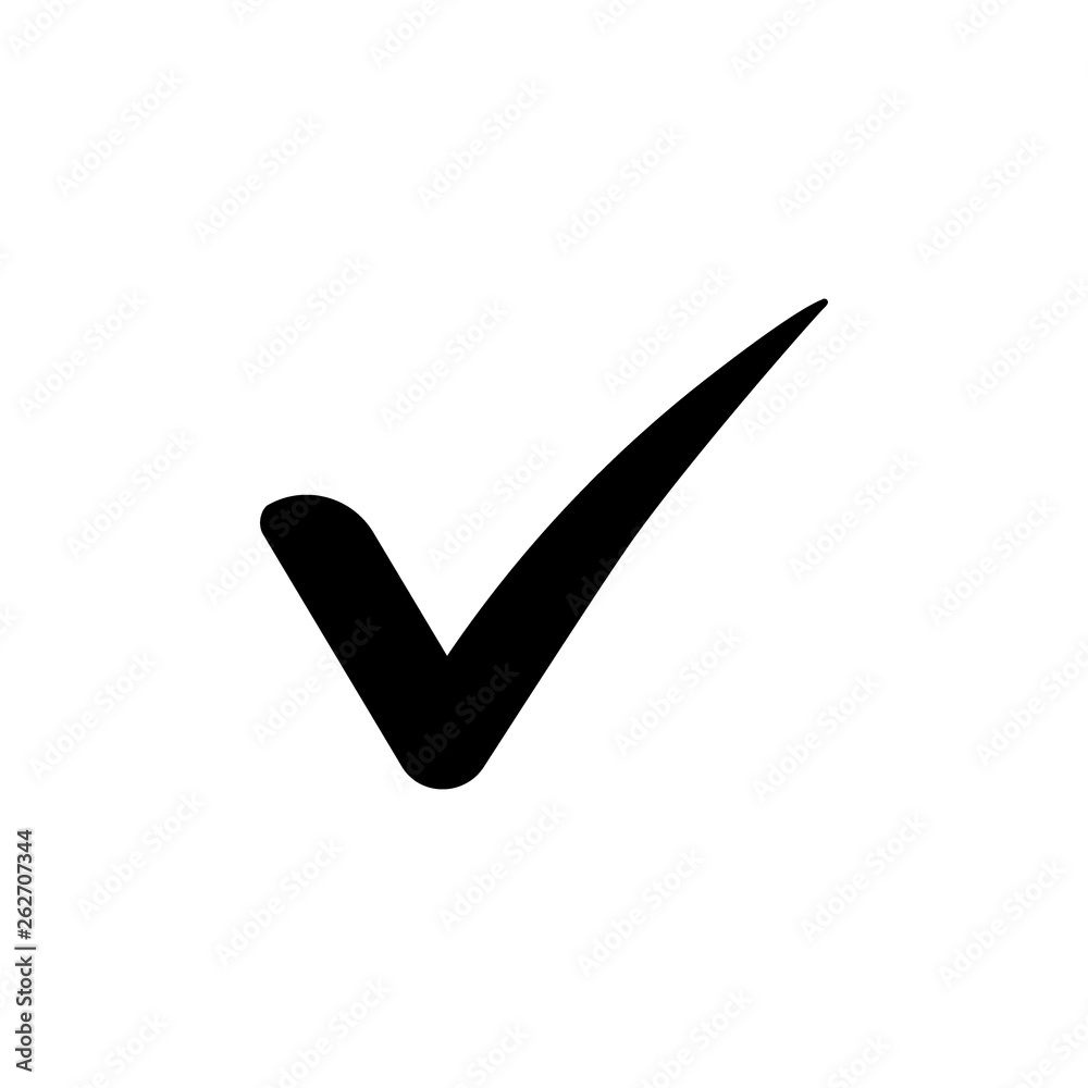 Black check mark icon. Tick symbol in black color, vector illustration. Black check mark icon. Tick symbol in black color, vector illustration.