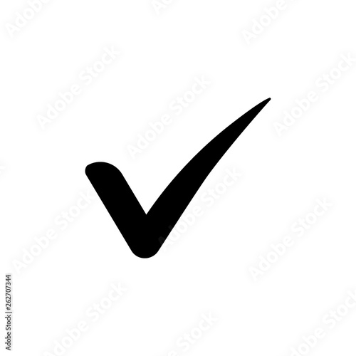 Black check mark icon. Tick symbol in black color, vector illustration.