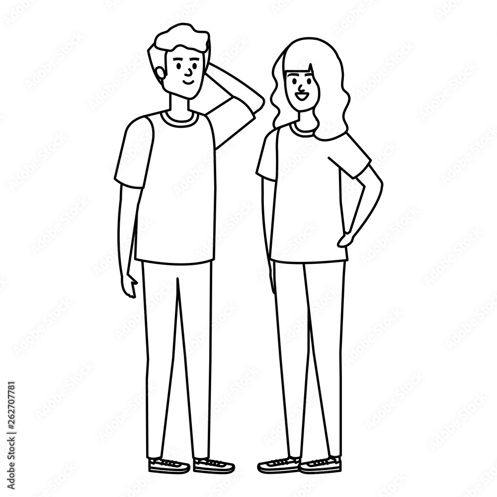 young couple avatars characters young couple avatars characters