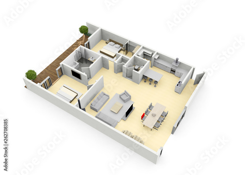 3d floorplan from above birds eye view