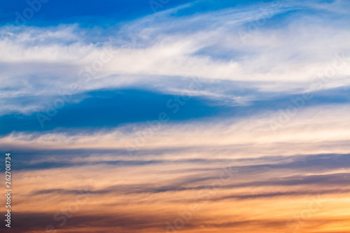 colorful dramatic sky with cloud at sunset