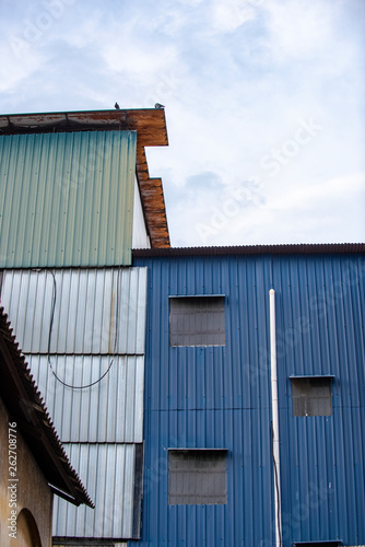 Corrugated zinc skin wall for modern architecture in Penang, Malaysia.