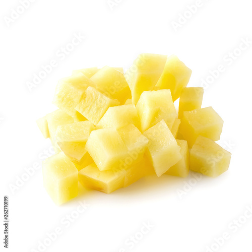 Chopped potato isolated over a white background