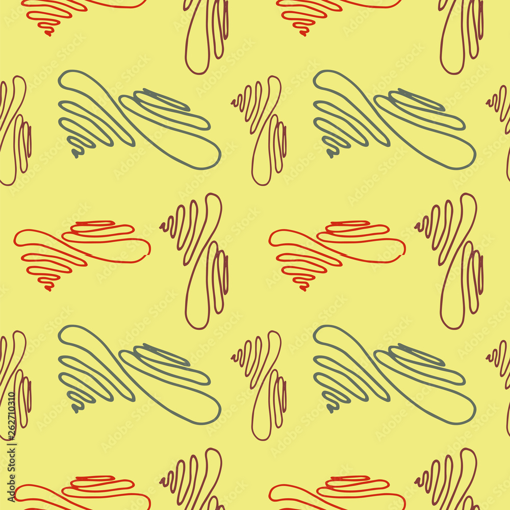 Fototapeta premium hand-drawn elements seamless pattern. vector illustration yellow color retro style