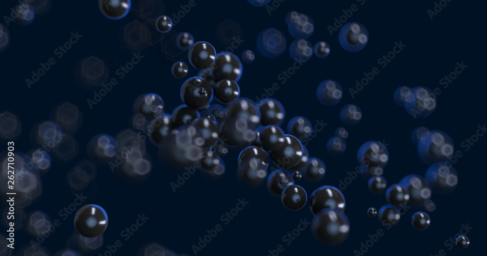 Abstract black background with geometric shapes, depth of field and bokeh. Neon futuristic backdrop. 3D render illustration Abstract black background with geometric shapes, depth of field and bokeh. Neon futuristic backdrop. 3D render illustration