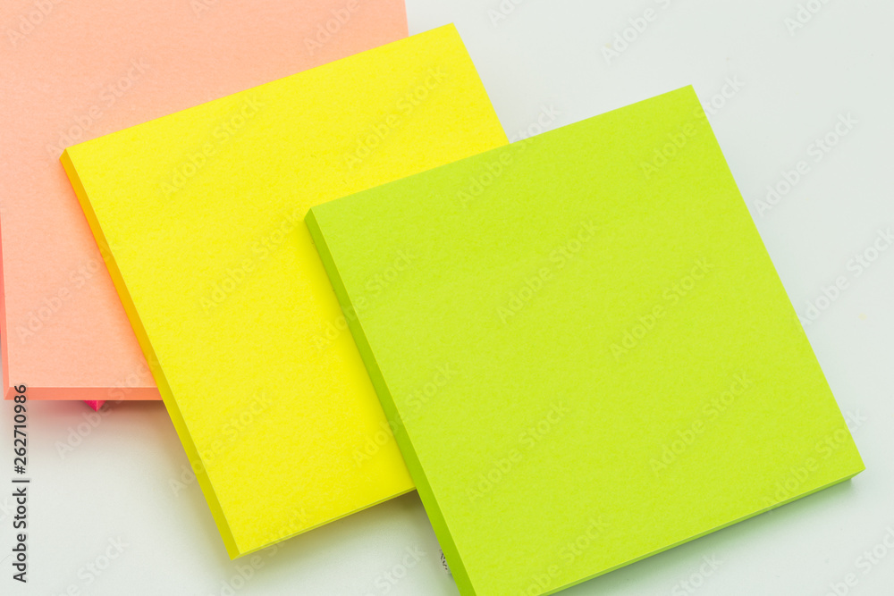 set of colour paper stick note on a white background set of colour paper stick note on a white background
