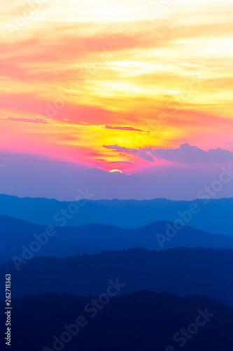 colorful dramatic sky with cloud at sunset.