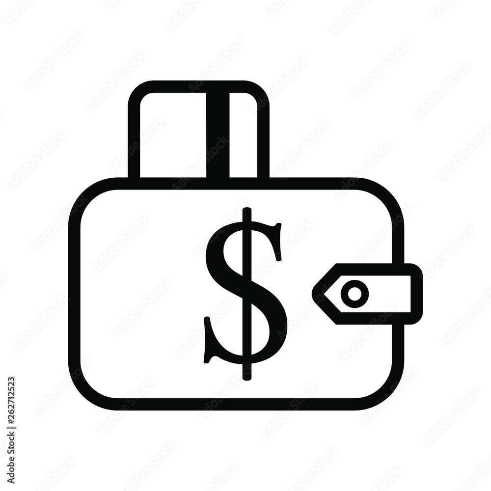 Wallet Vector icon. Affordability sign. Cash savings symbol. Quality design element. Classic style wallet. Editable stroke. Wallet Vector icon. Affordability sign. Cash savings symbol. Quality design element. Classic style wallet. Editable stroke.