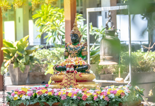 The Nam Phra monk is a Thai tradition on Songkran Day.