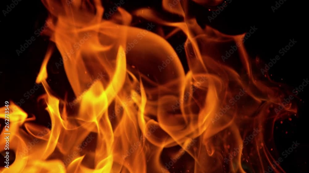 Fire Flames and Sparks in Super Slow Motion Isolated on Back Background at 1000fps. Fire Flames and Sparks in Super Slow Motion Isolated on Back Background at 1000fps.