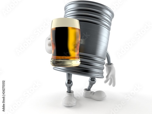Food can character holding beer glass