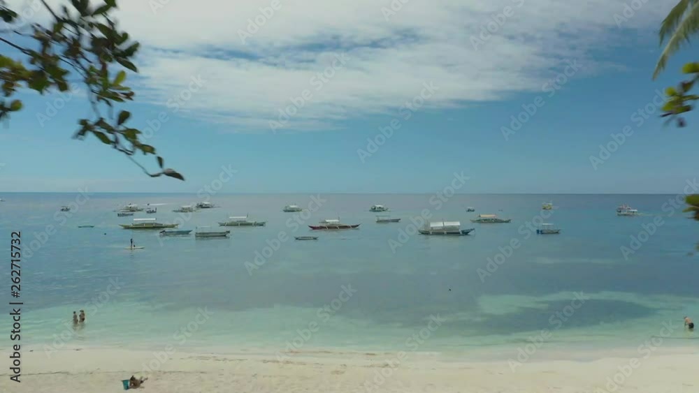 Drone flying through trees by beach to sea in Philippines. Drone flying through trees by beach to sea in Philippines.