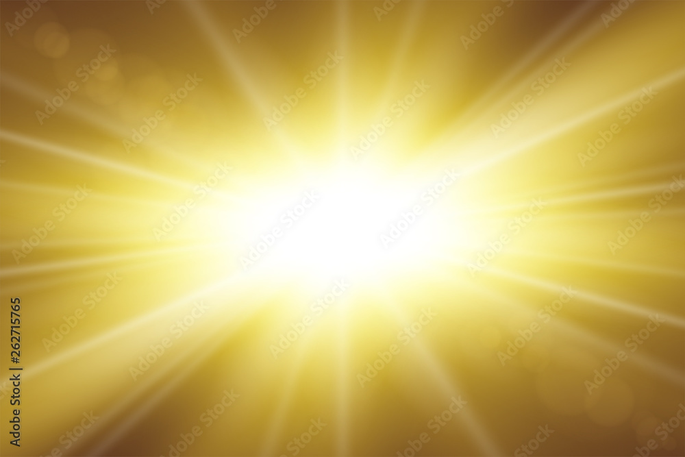Sun rays. Starburst bright effect, isolated on gold background. Gold light star flash. Abstract shine beams. Vibrant magic sparkle explosion. Glowing burst, lens effect. Vector illustration Sun rays. Starburst bright effect, isolated on gold background. Gold light star flash. Abstract shine beams. Vibrant magic sparkle explosion. Glowing burst, lens effect. Vector illustration