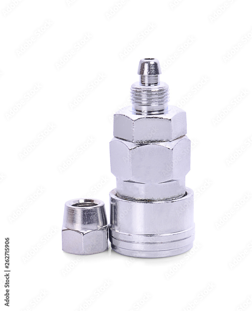 Pneumatic fittings accessories isolated on white background Pneumatic fittings accessories isolated on white background