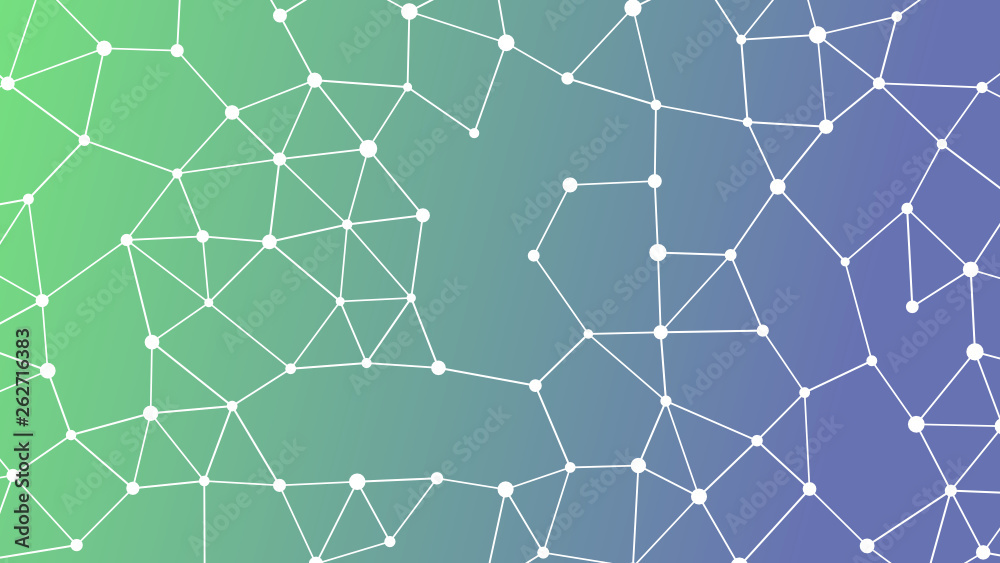 Abstractly connected points on colorful background, technology abstract background. Technology Concept, LowPoly, Polygons, Triangles, Network, Social Network, IOT, Internet