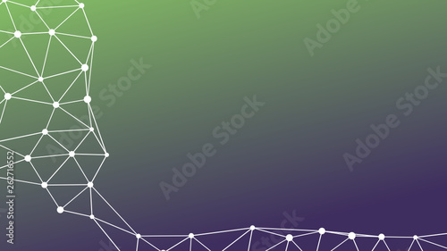 Abstractly connected points on colorful background, technology abstract background. Technology Concept, LowPoly, Polygons, Triangles, Network, Social Network, IOT, Internet