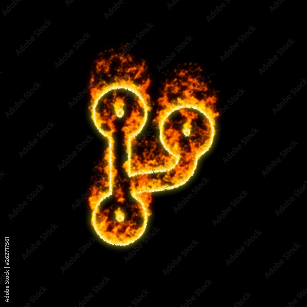 The symbol code branch burns in red fire The symbol code branch burns in red fire