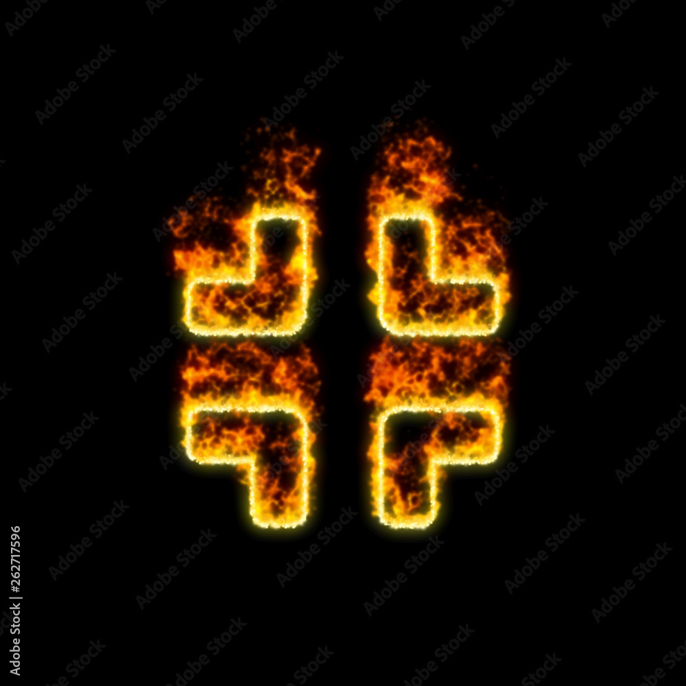 The symbol compress burns in red fire The symbol compress burns in red fire