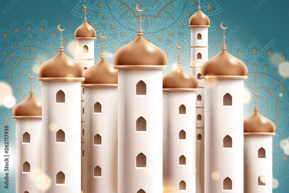 Golden mosque on blue