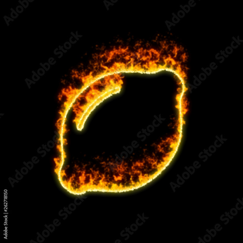 The symbol lemon burns in red fire