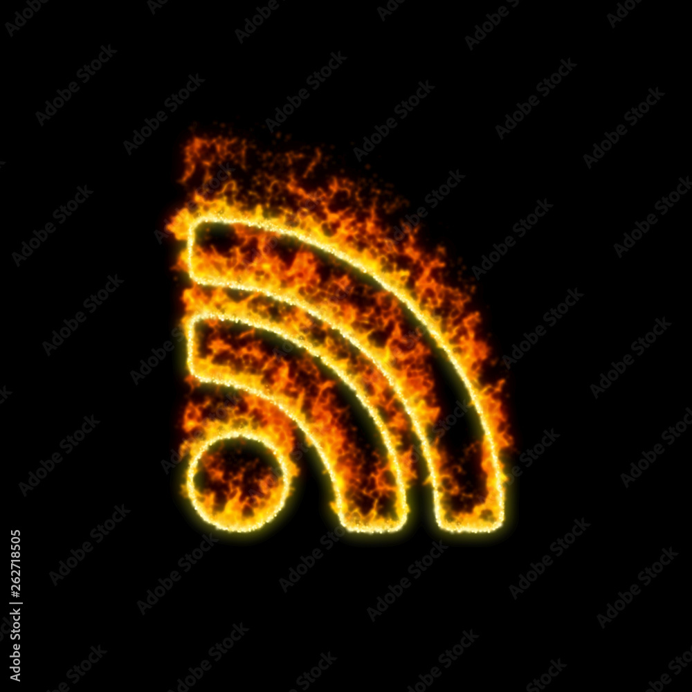 The symbol rss burns in red fire The symbol rss burns in red fire