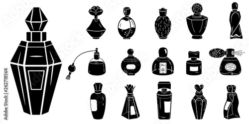 Fragrance bottles icons set. Simple set of fragrance bottles vector icons for web design on white background