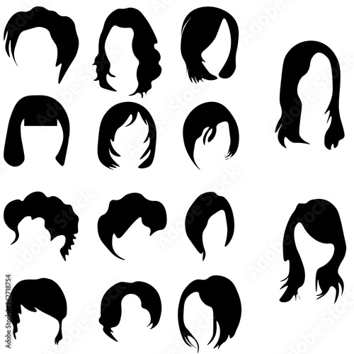 Hair style collection silhouette