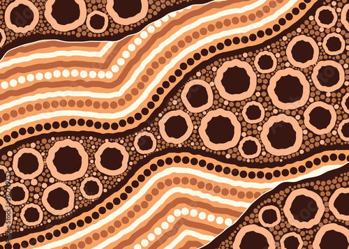 Illustration based on aboriginal style of dot  background.