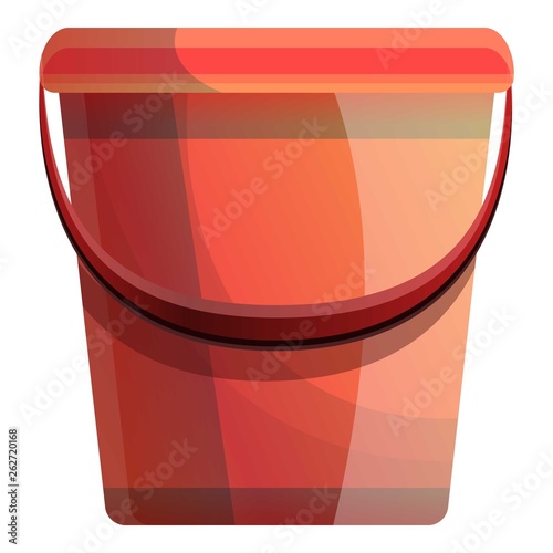 Red bucket icon. Cartoon of red bucket vector icon for web design isolated on white background