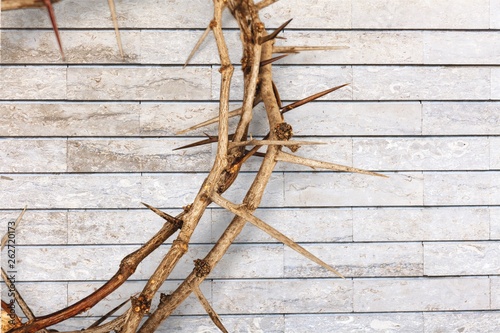 Crown of thorns on background ,represents Jesus's Crucifixion on the Cross, dying and then rising on Easter Sunday.