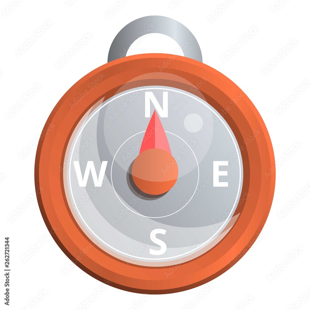Hand magnetic compass icon. Cartoon of hand magnetic compass vector icon for web design isolated on white background Hand magnetic compass icon. Cartoon of hand magnetic compass vector icon for web design isolated on white background