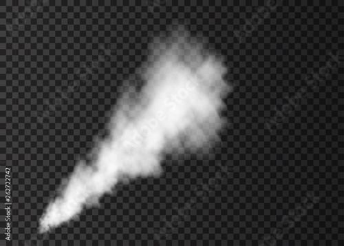 White smoke burst isolated on transparent background.
