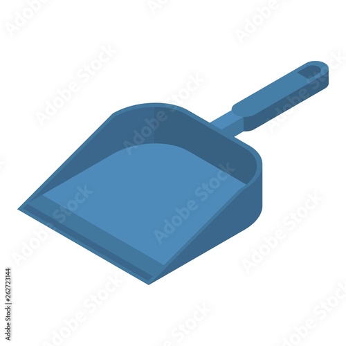 Blue dustpan icon. Isometric of blue dustpan vector icon for web design isolated on white background