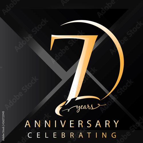 Anniversary 7 years numbers. Poster template for Celebrating 7 years anniversary event party. Vector illustration - Vector