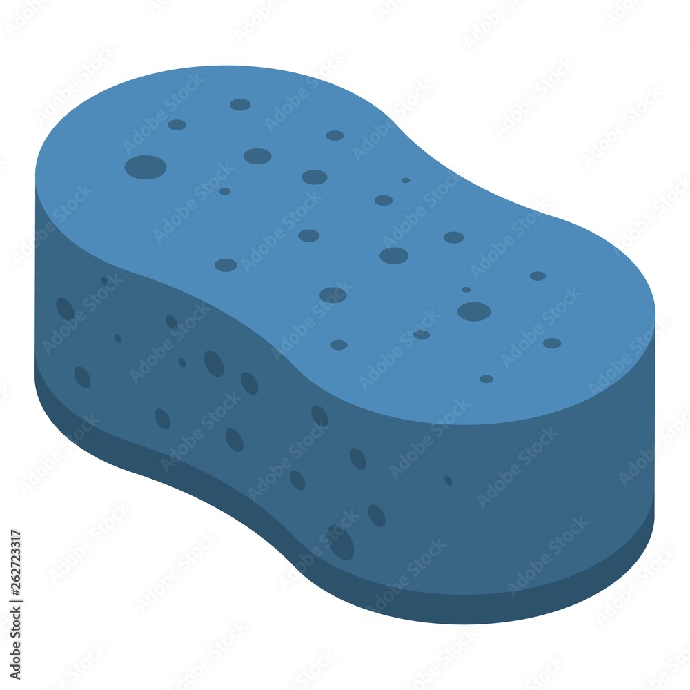 Blue sponge icon. Isometric of blue sponge vector icon for web design isolated on white background Blue sponge icon. Isometric of blue sponge vector icon for web design isolated on white background