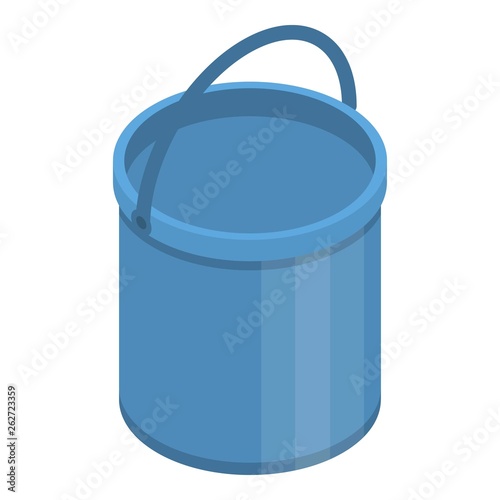 Blue plastic bucket icon. Isometric of blue plastic bucket vector icon for web design isolated on white background