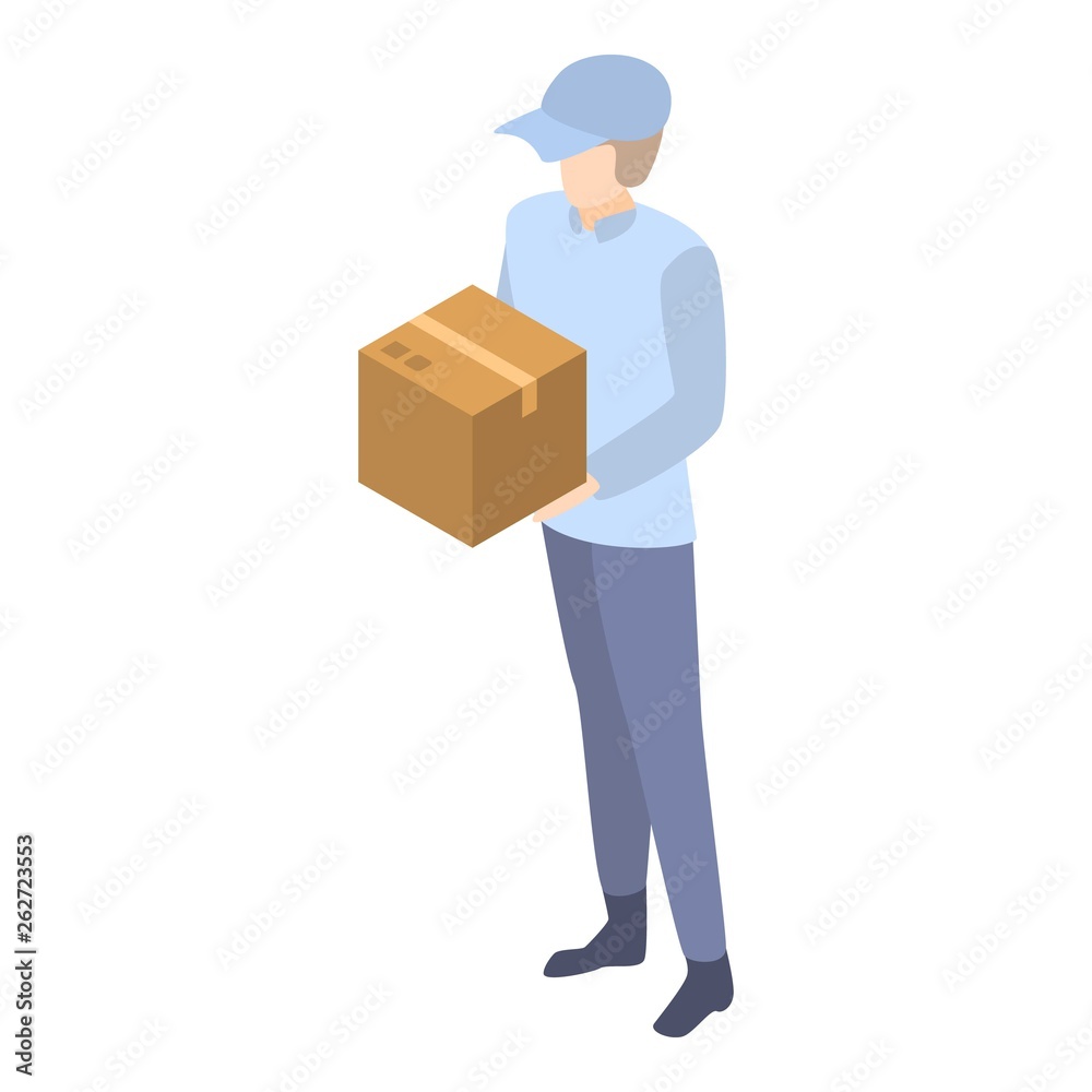 Mailman delivery box icon. Isometric of mailman delivery box vector icon for web design isolated on white background Mailman delivery box icon. Isometric of mailman delivery box vector icon for web design isolated on white background