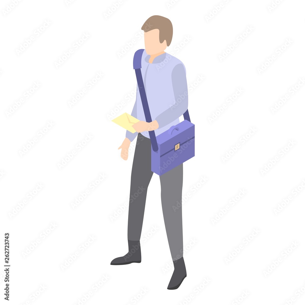 Modern man postman icon. Isometric of modern man postman vector icon for web design isolated on white background